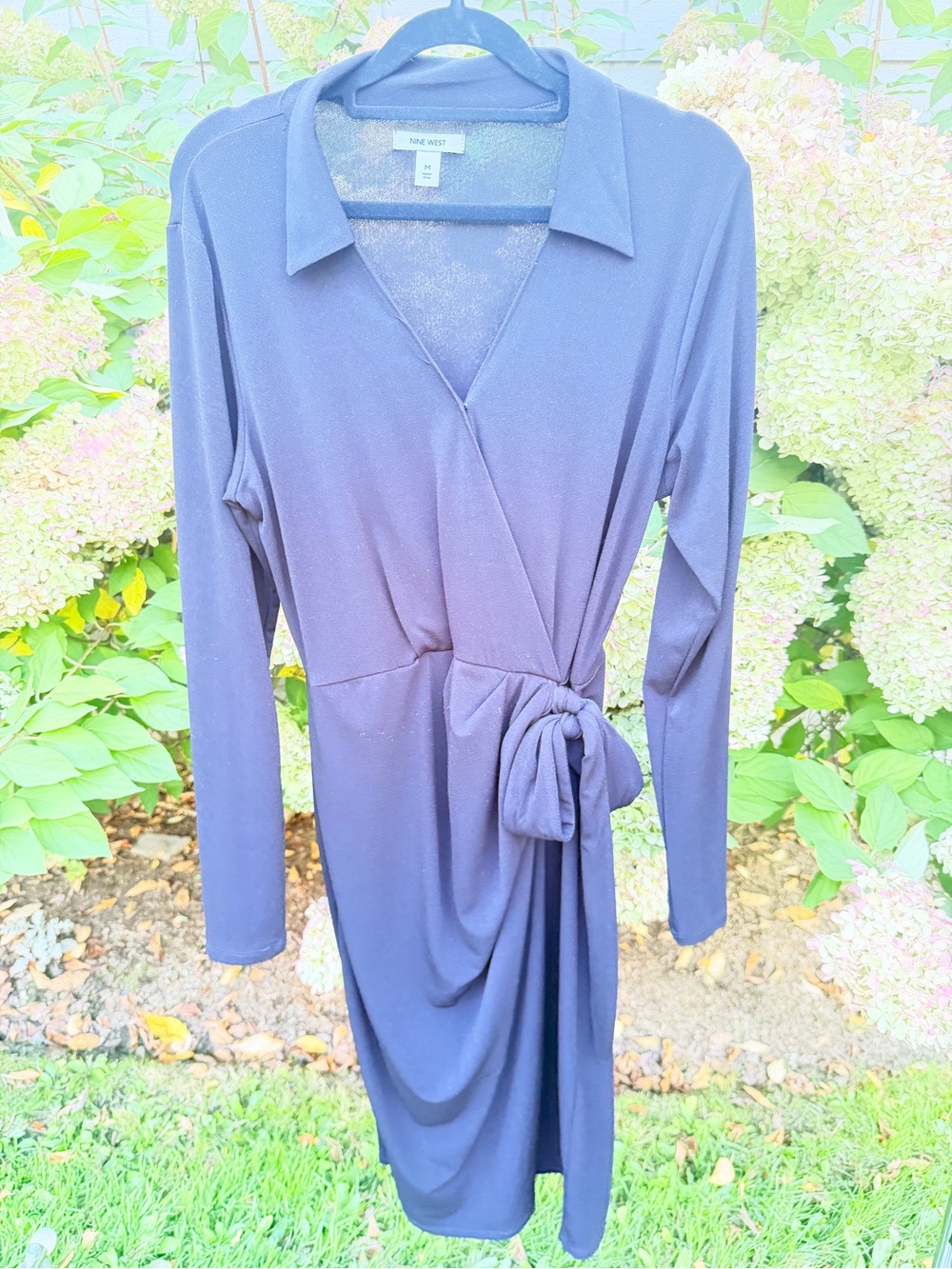 Nine West Lavender Long Sleeve Wrap Dress with Side Tie